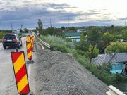 Județul Galați: Acostament surpat pe DN2B.