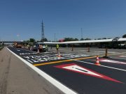 Județul Călărași: execuție marcaje rutiere pe Autostrada A2, Stația de taxare Fetești