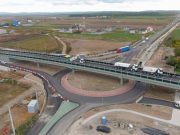 Județul Bihor: astăzi se așterne ultimul strat de asfalt pe pasajul suprateran de la ieșirea din Oșorhei spre Aleșd.