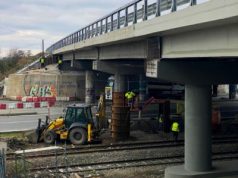 Continuă lucrările de reparații la infrastructura pasajului de pe autostrada A1, Ciorogârla.