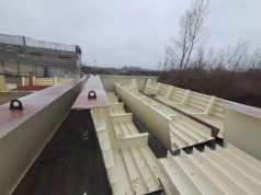 În Șantierul „Podului de Flori” peste Prut, de la Ungheni, au sosit primele elemente de tablier metalic.