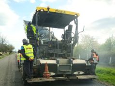 DRDP Buzău: așternere covor asfaltic pe DN 1B, pe tronsonul Buzău – Ploiești.