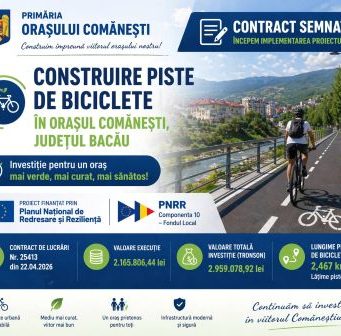 Orașul Comănești – un exemplu de dezvoltare prin fonduri europene. Astăzi a fost semnat un nou contract cu finanțare europeană.