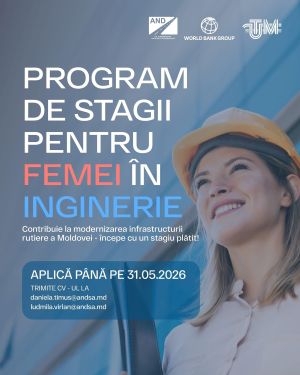 Femeile din Republica Moldova pot aplica la stagii plătite în domeniul ingineriei transporturilor și infrastructurii rutiere