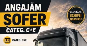 Oportunitate de angajare pentru șoferii profesioniști: o firmă din zona Roman caută conducători auto categoria C+E