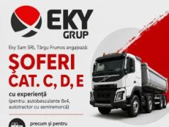 EKY SAM Tg. Frumos angajează șoferi cat. C, D, E cu experiență (pentru: autobasculante 8×4, autotractor cu semiremorcă)!