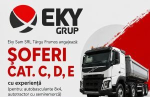 EKY SAM Tg. Frumos angajează șoferi cat. C, D, E cu experiență (pentru: autobasculante 8×4, autotractor cu semiremorcă)!