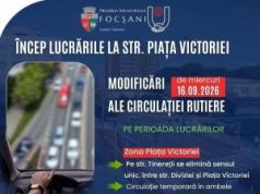 Încep lucrările în Piața Victoriei din Focșani. Circulația rutieră se schimbă temporar