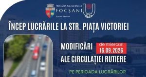 Încep lucrările în Piața Victoriei din Focșani. Circulația rutieră se schimbă temporar