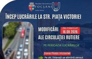 Încep lucrările în Piața Victoriei din Focșani. Circulația rutieră se schimbă temporar
